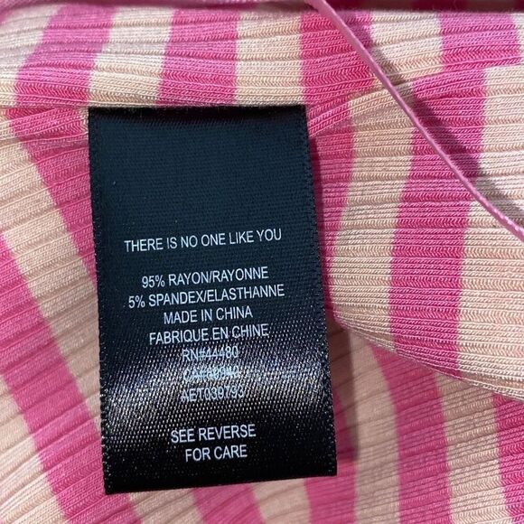 AFRM Women's One Shoulder Spaghetti Stripe Rib Saddle Top Pink/White Size M NWT - Picture 9 of 10